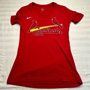 Nike MLB St Louis Cardinals women’s V neck short sleeve fitted tee size M
